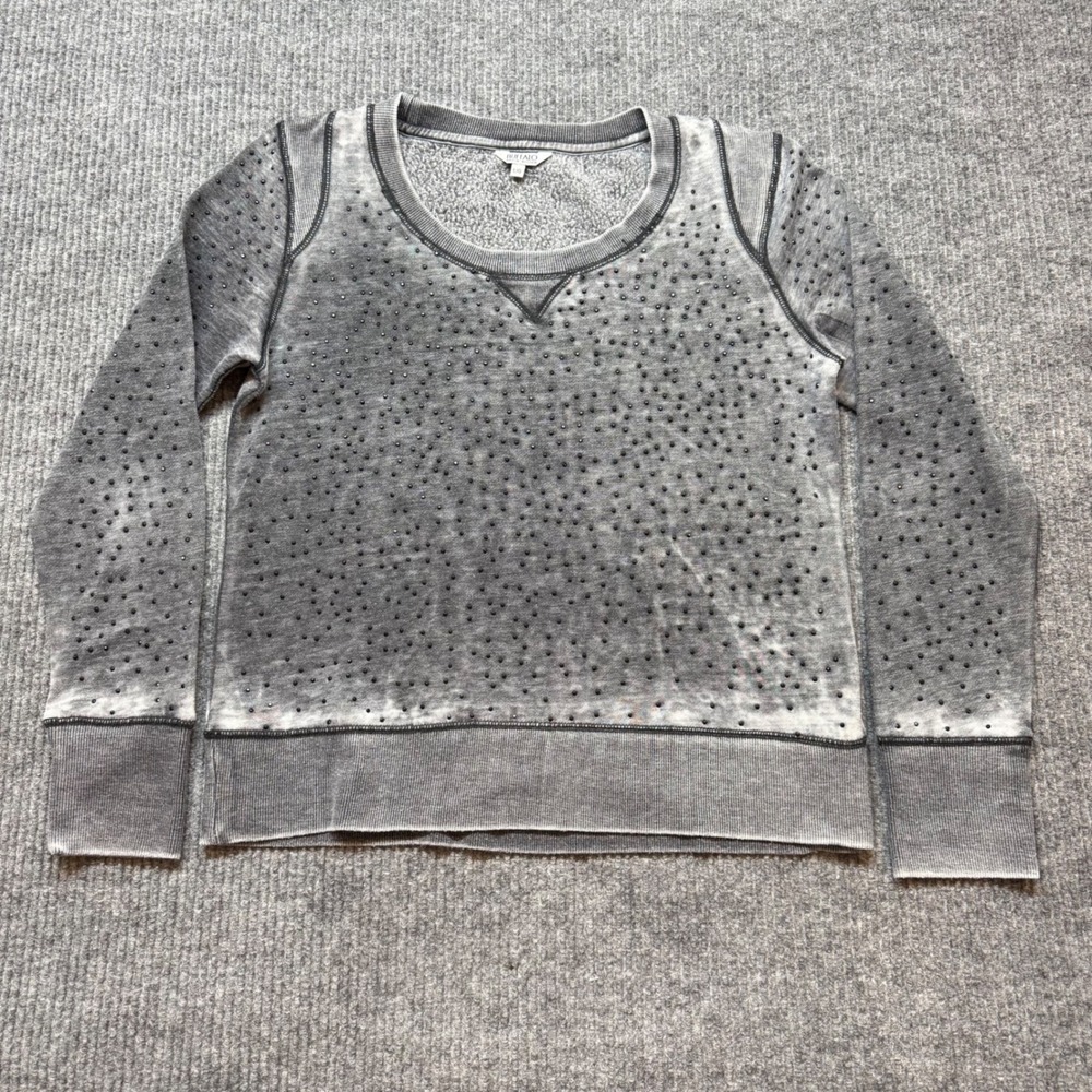 Buffalo David Bitton Acid Wash Sweatshirt‎ Beaded Gray Crewneck Womens Top Large